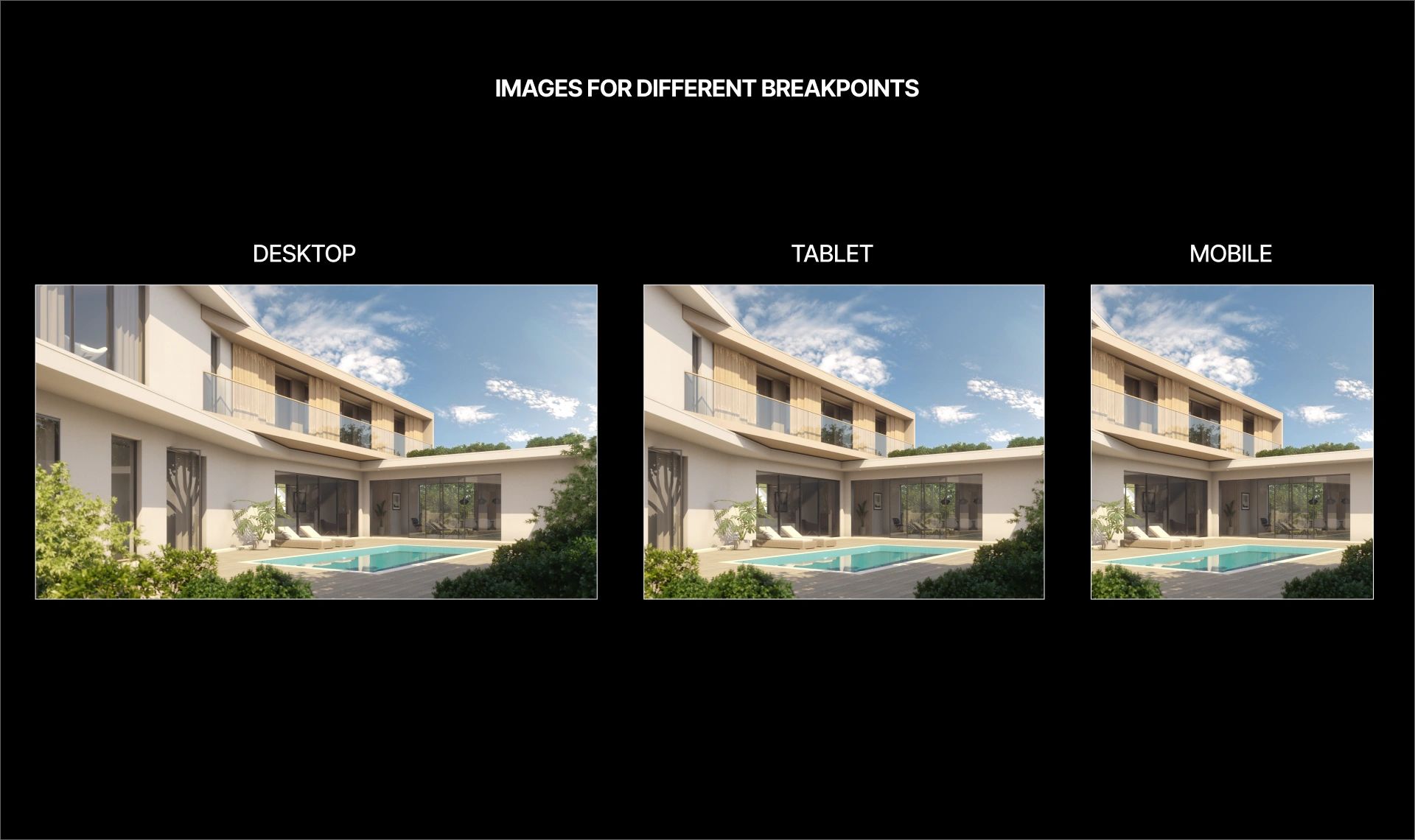 Images with different sizes and proportions for different breakpoints.