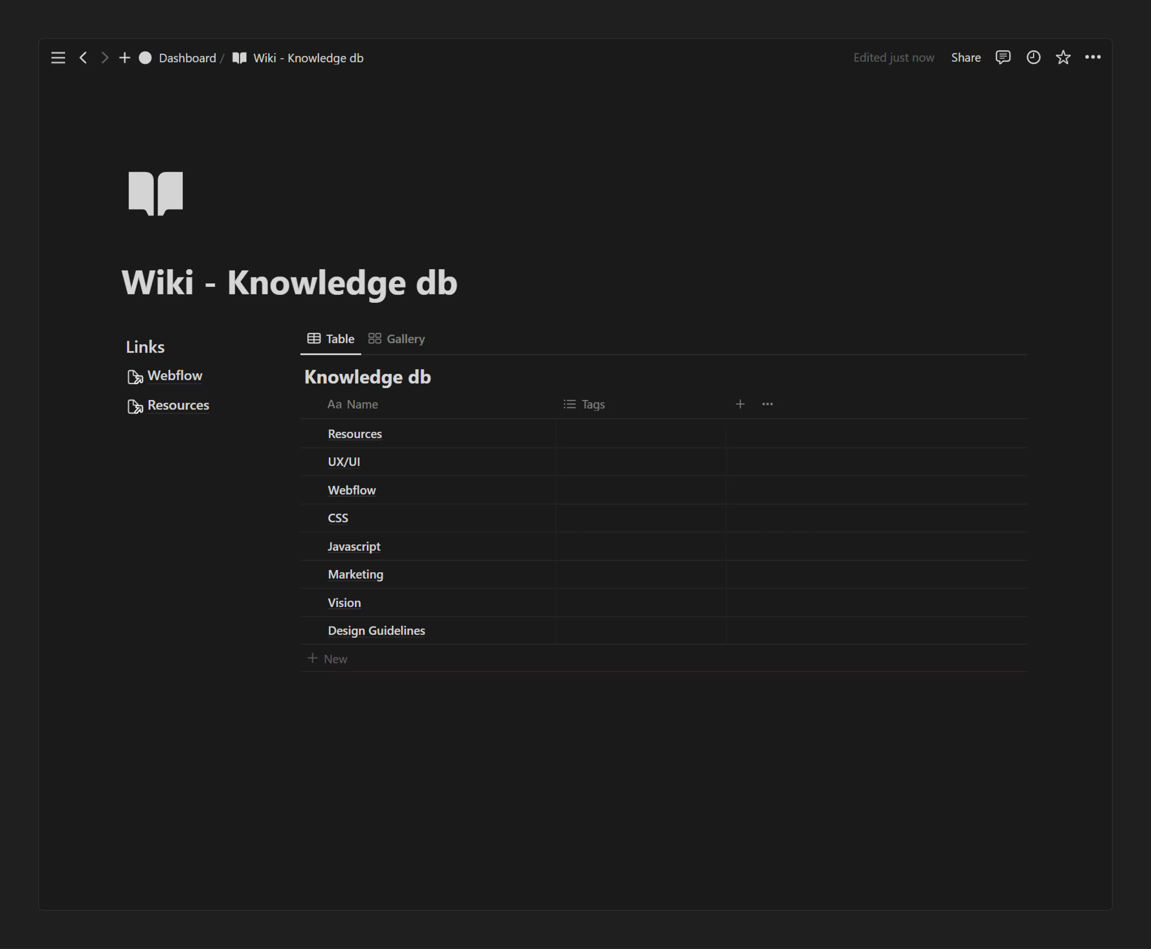 Business OS Wiki page in Notion.