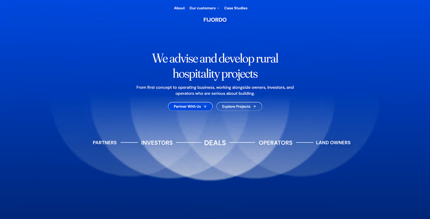 Fijordo rural hospitality website homepage
